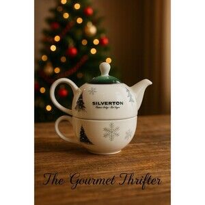 Silverton Casino Tea For One Ovente NIB Teapot, Cup Saucer Winter Christmas